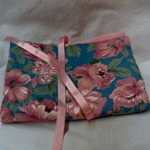 Floral Pink and Blue Travel Jewelry Pouch